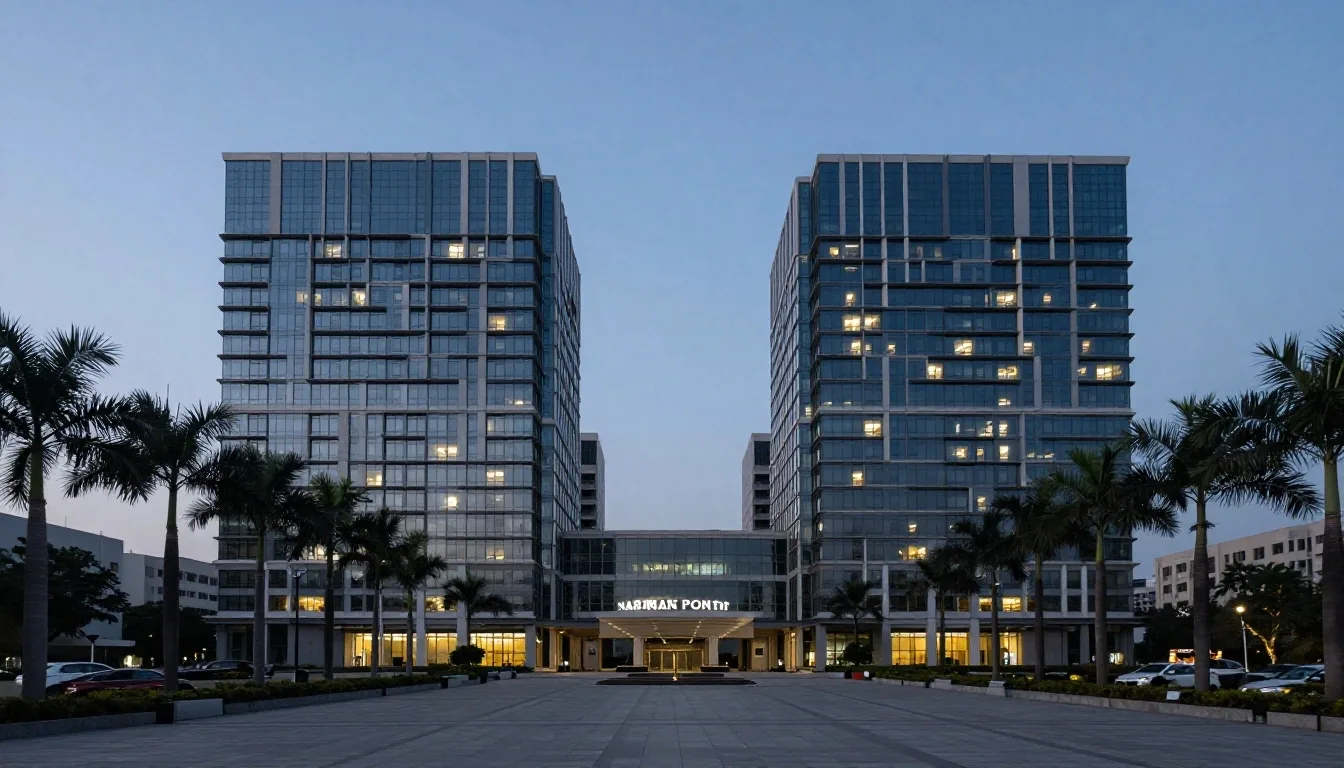 Nariman Point corporate towers at dusk