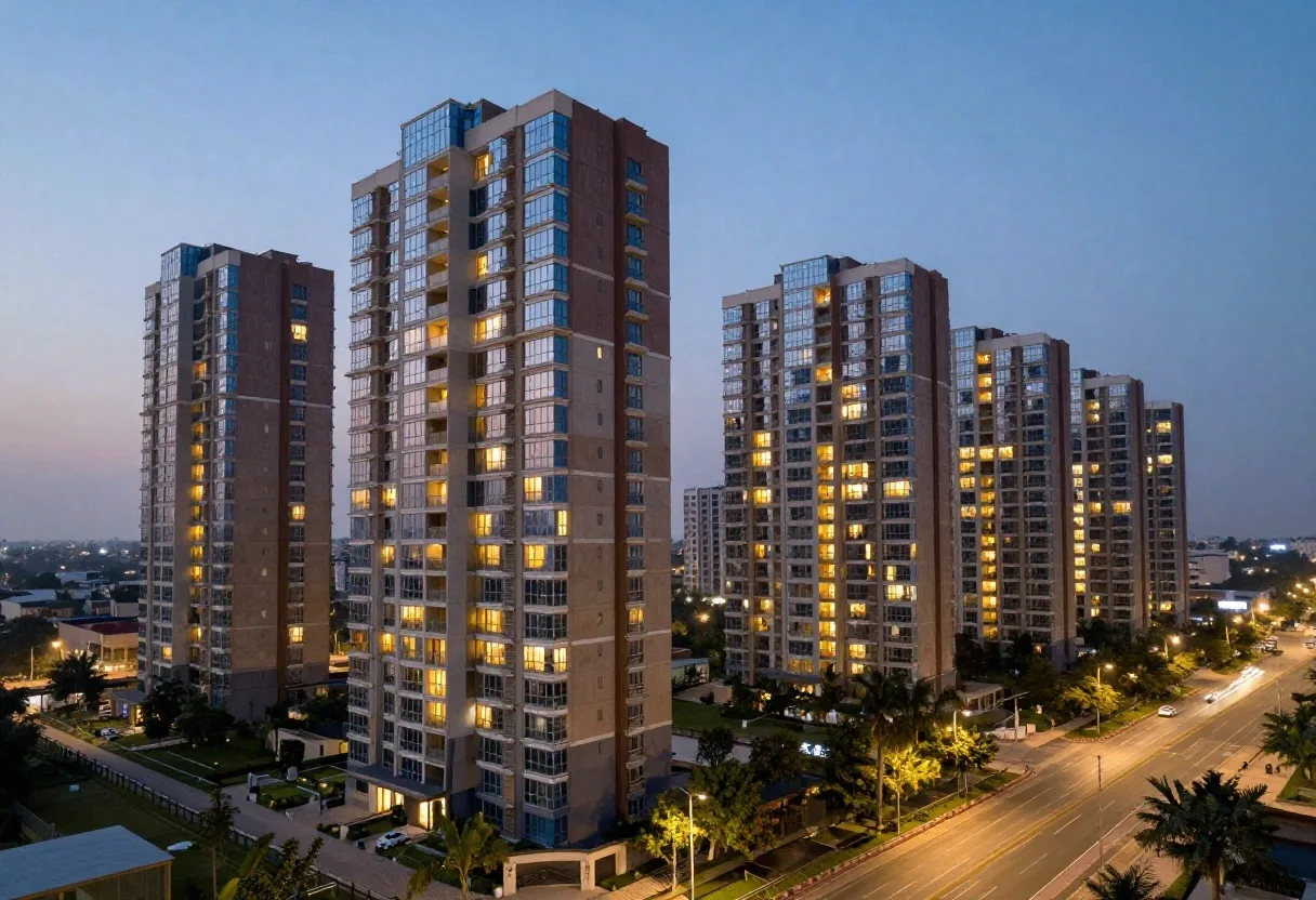 Residential towers in an urban metropolitan corridor